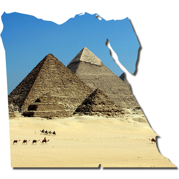 Pyramide in der Silhouette von Ägypten